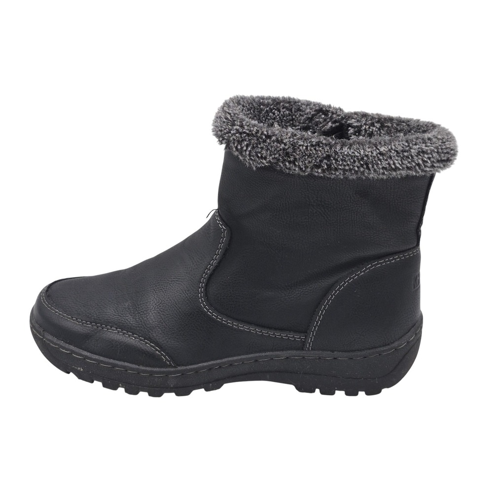 Khombu Addison Boots Womens Size 7 Black Faux Fur Lined Ankle Zip Winter Snow